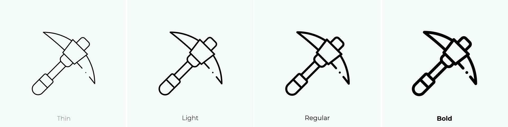 Spitzhacke Symbol. dünn, Licht, regulär und Fett gedruckt Stil Design isoliert auf Weiß Hintergrund vektor