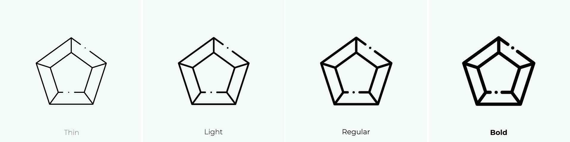 Pentagon Symbol. dünn, Licht, regulär und Fett gedruckt Stil Design isoliert auf Weiß Hintergrund vektor