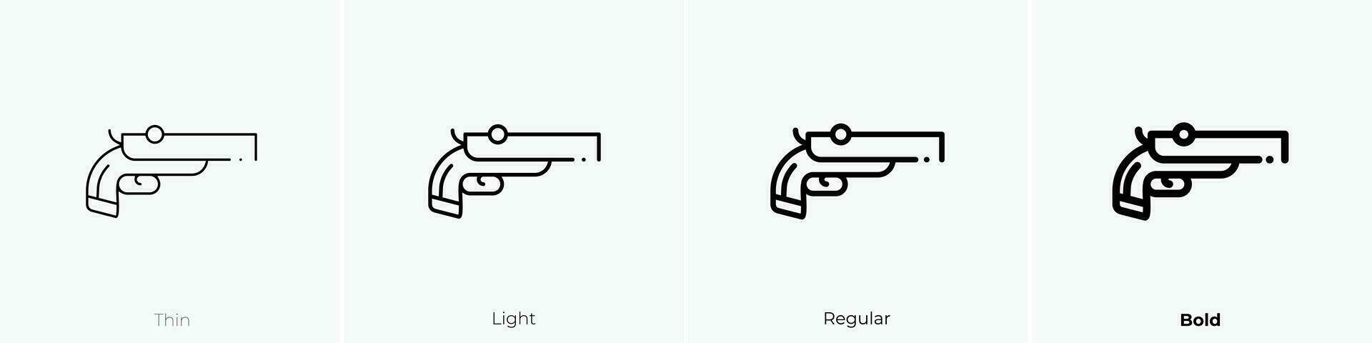 pistol ikon. tunn, ljus, regelbunden och djärv stil design isolerat på vit bakgrund vektor