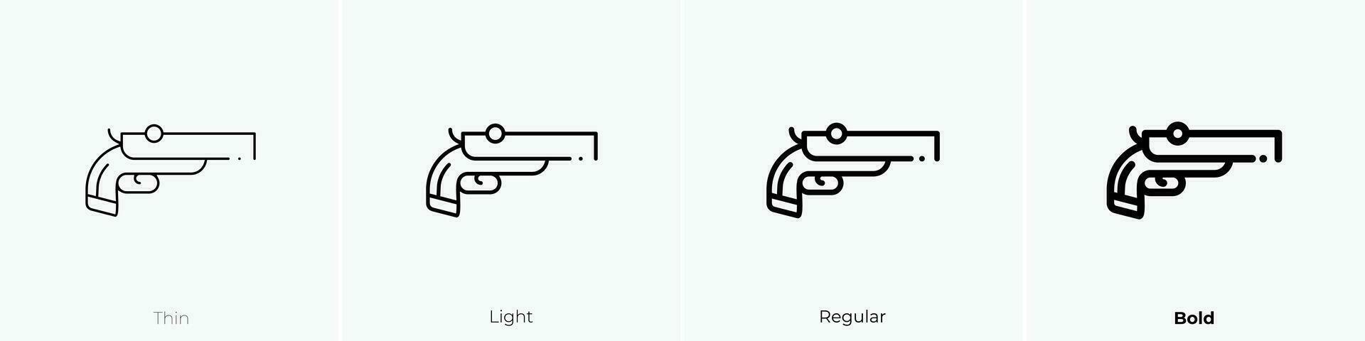 Pistole Symbol. dünn, Licht, regulär und Fett gedruckt Stil Design isoliert auf Weiß Hintergrund vektor