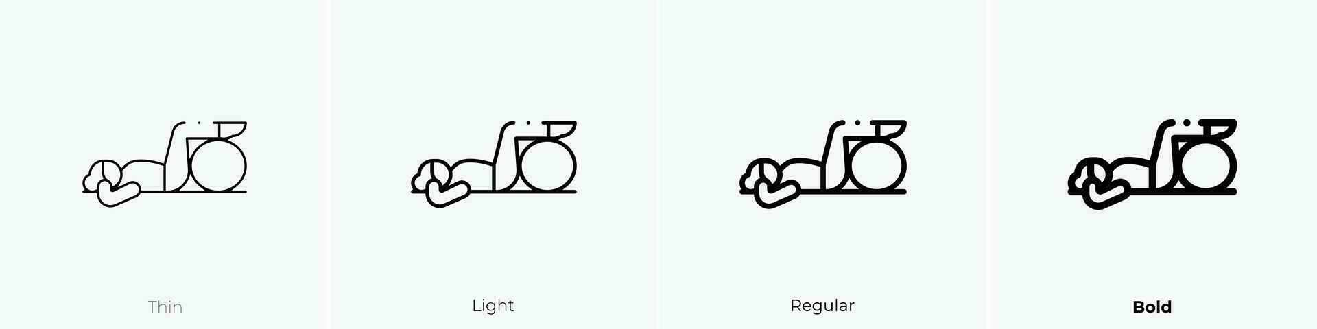 Pilates Symbol. dünn, Licht, regulär und Fett gedruckt Stil Design isoliert auf Weiß Hintergrund vektor