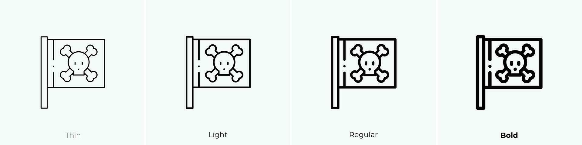 Pirat Flagge Symbol. dünn, Licht, regulär und Fett gedruckt Stil Design isoliert auf Weiß Hintergrund vektor