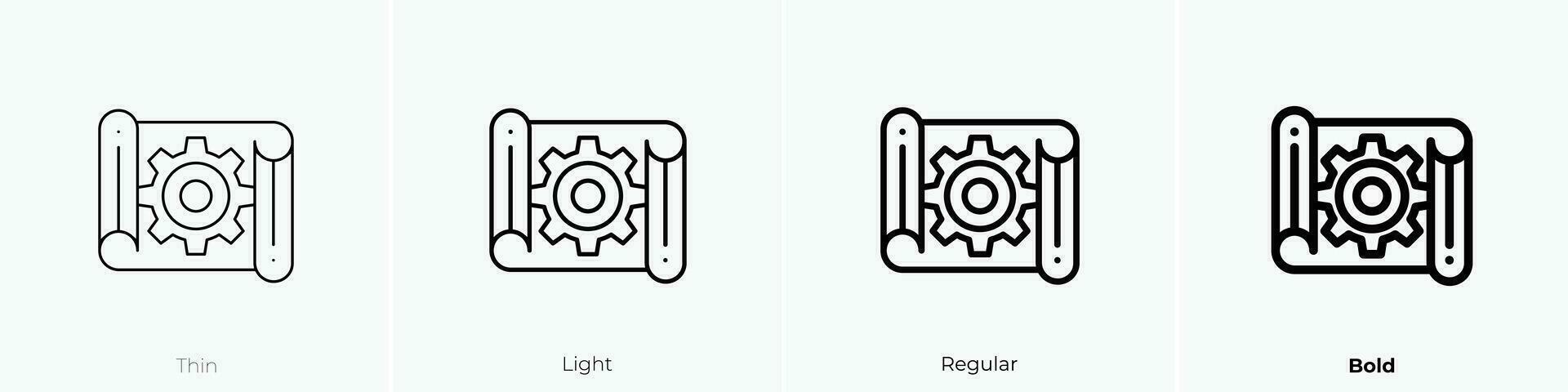 planen Symbol. dünn, Licht, regulär und Fett gedruckt Stil Design isoliert auf Weiß Hintergrund vektor