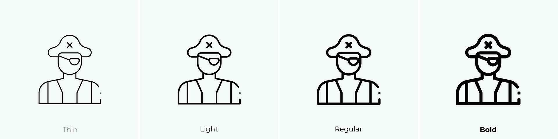 Pirat Symbol. dünn, Licht, regulär und Fett gedruckt Stil Design isoliert auf Weiß Hintergrund vektor