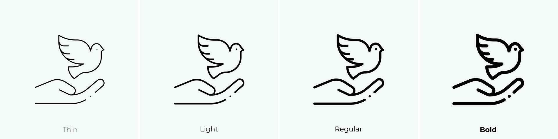Taube Symbol. dünn, Licht, regulär und Fett gedruckt Stil Design isoliert auf Weiß Hintergrund vektor