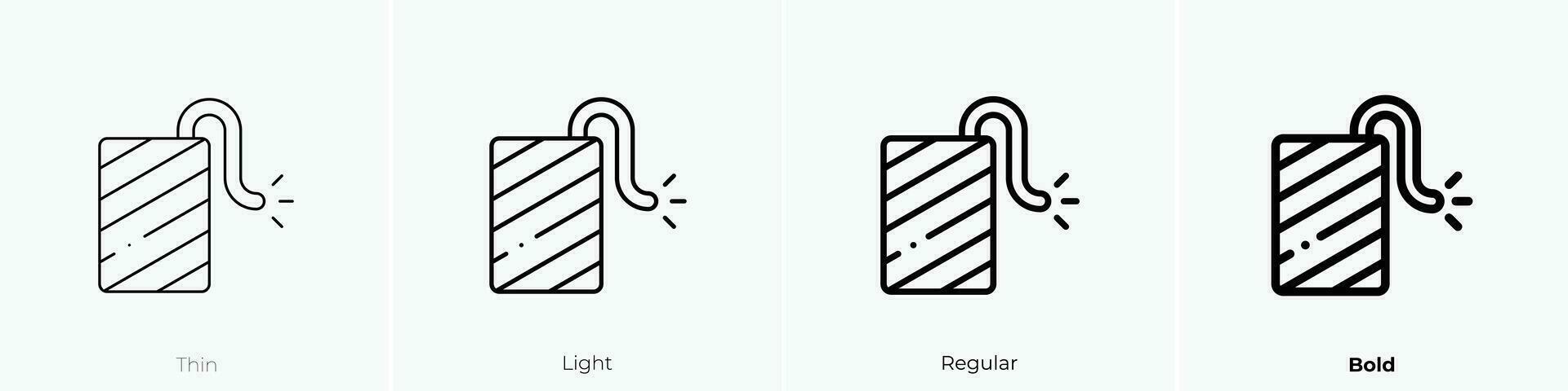 Petarde Symbol. dünn, Licht, regulär und Fett gedruckt Stil Design isoliert auf Weiß Hintergrund vektor