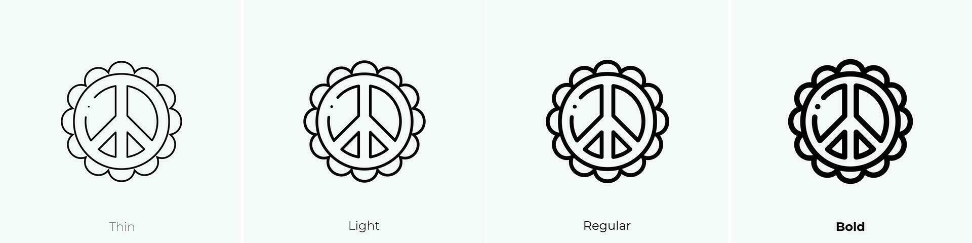 Frieden Symbol Symbol. dünn, Licht, regulär und Fett gedruckt Stil Design isoliert auf Weiß Hintergrund vektor
