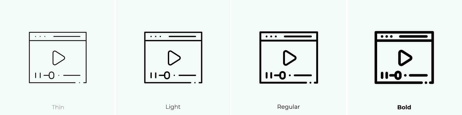 Spieler Symbol. dünn, Licht, regulär und Fett gedruckt Stil Design isoliert auf Weiß Hintergrund vektor