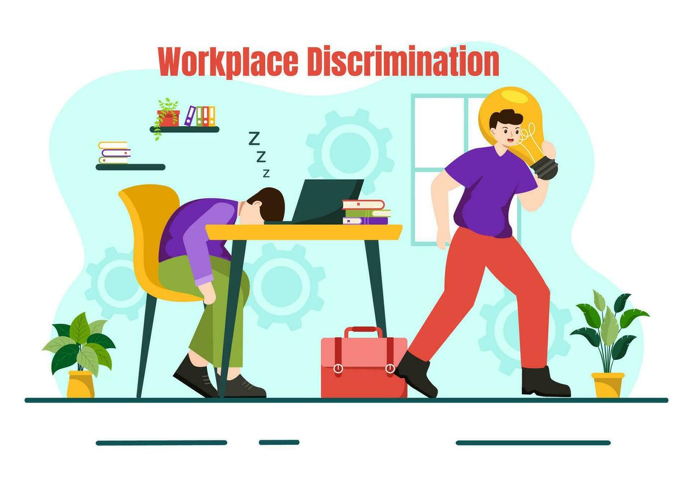 Arbeitsplatz Diskriminierung Vektor Design Illustration von Mitarbeiter mit Sexual- Belästigung und deaktiviert Person zum gleich Beschäftigung Gelegenheit