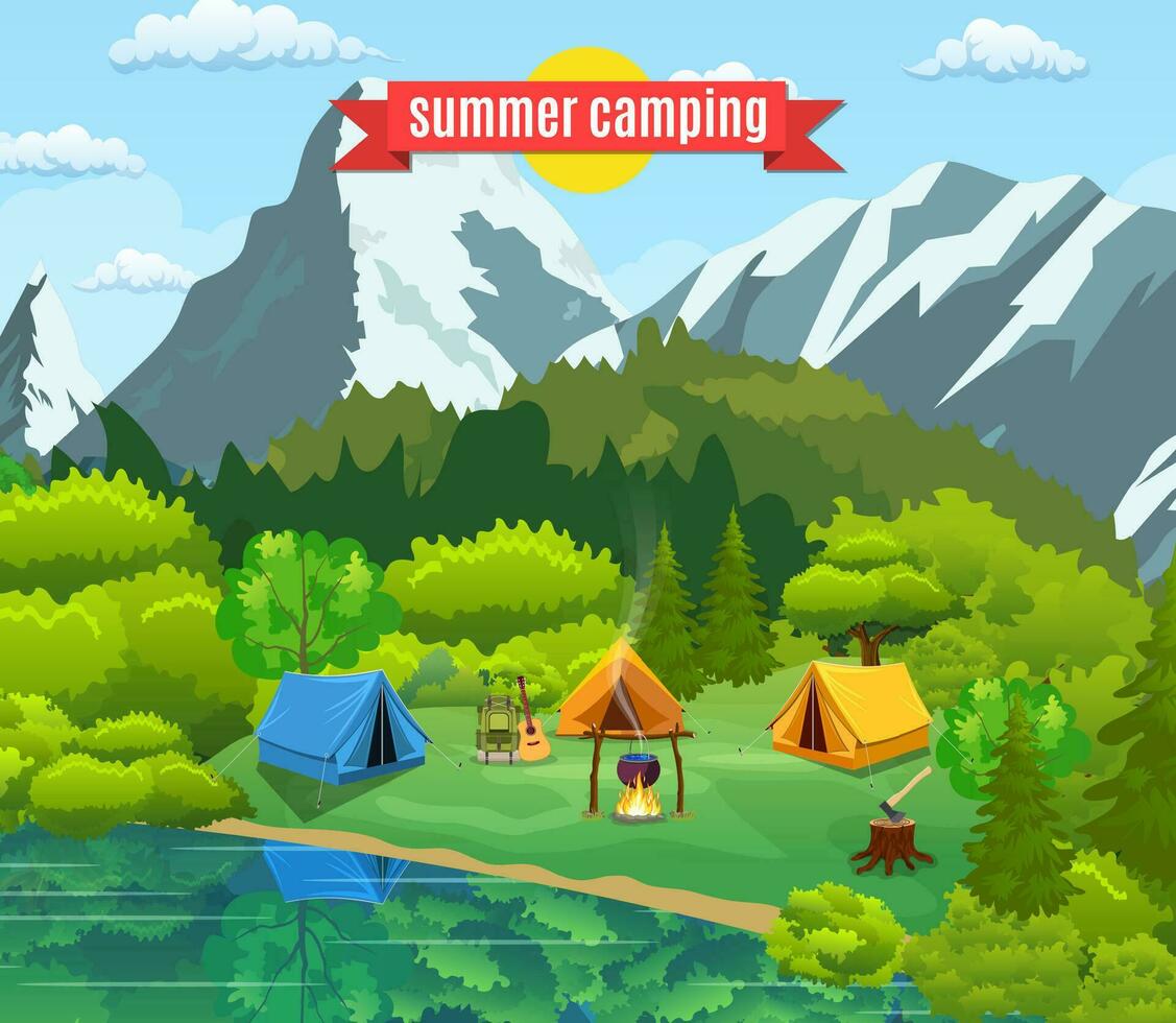 Vektor eben Illustration Camping.