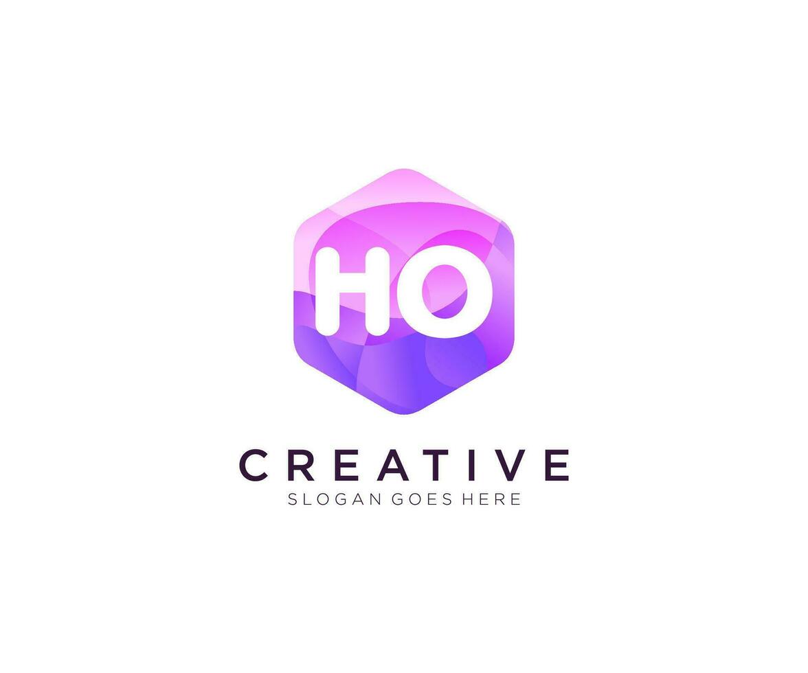 ho Initiale Logo mit bunt Hexagon modern Geschäft Alphabet Logo Vorlage Vektor. vektor