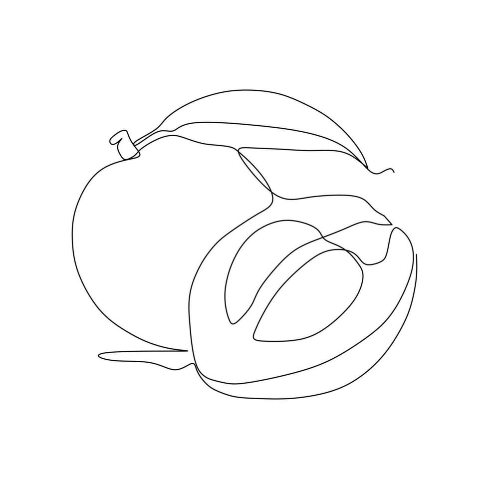 kontinuierlich einer Single Linie Zeichnung von Pflaume Obst Symbol Vektor Illustration Konzept