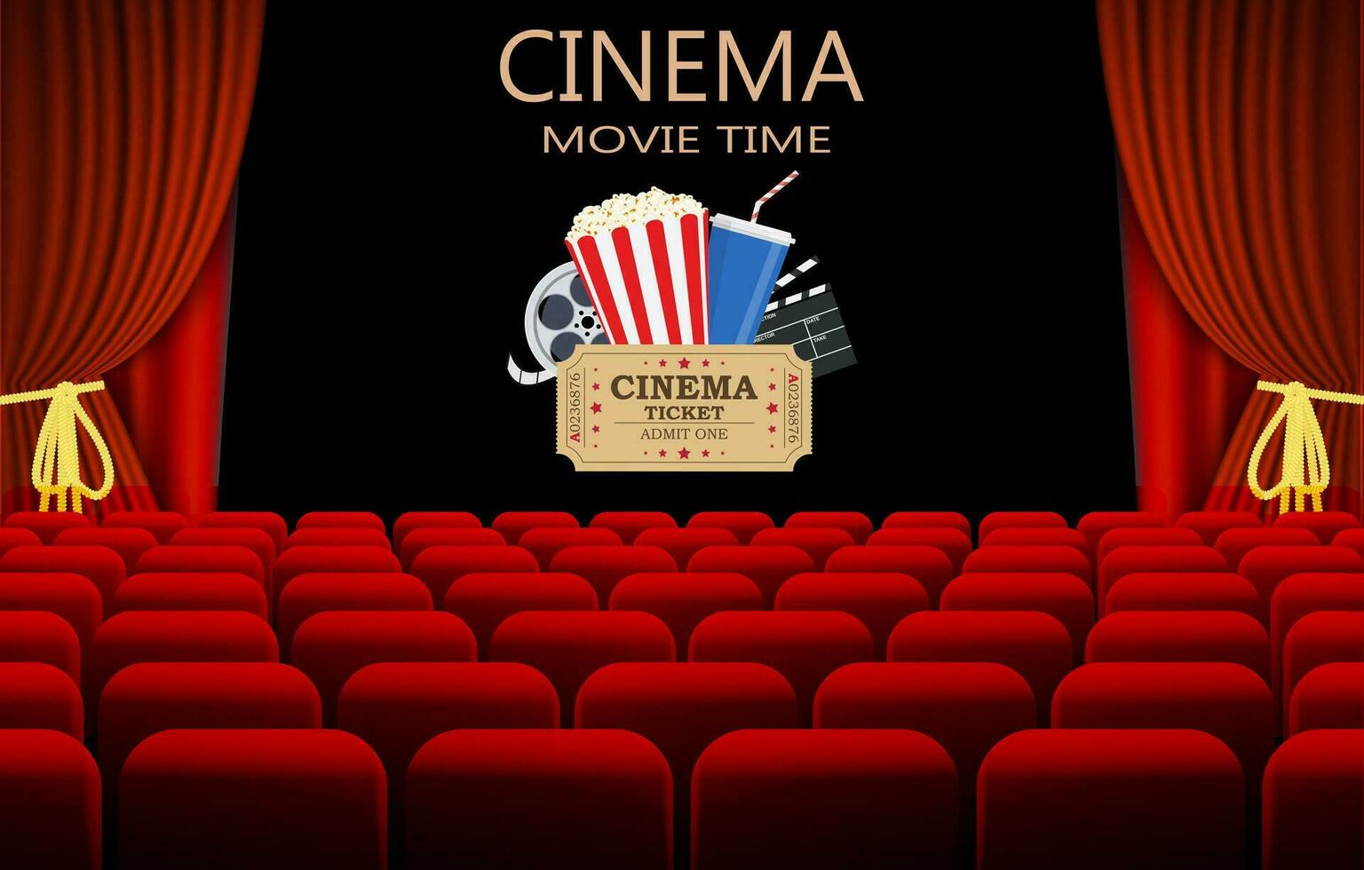 Film Theater mit Reihe von rot Sitze vektor