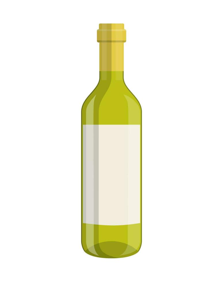 Flasche Wein isoliert auf weißem Hintergrund vektor
