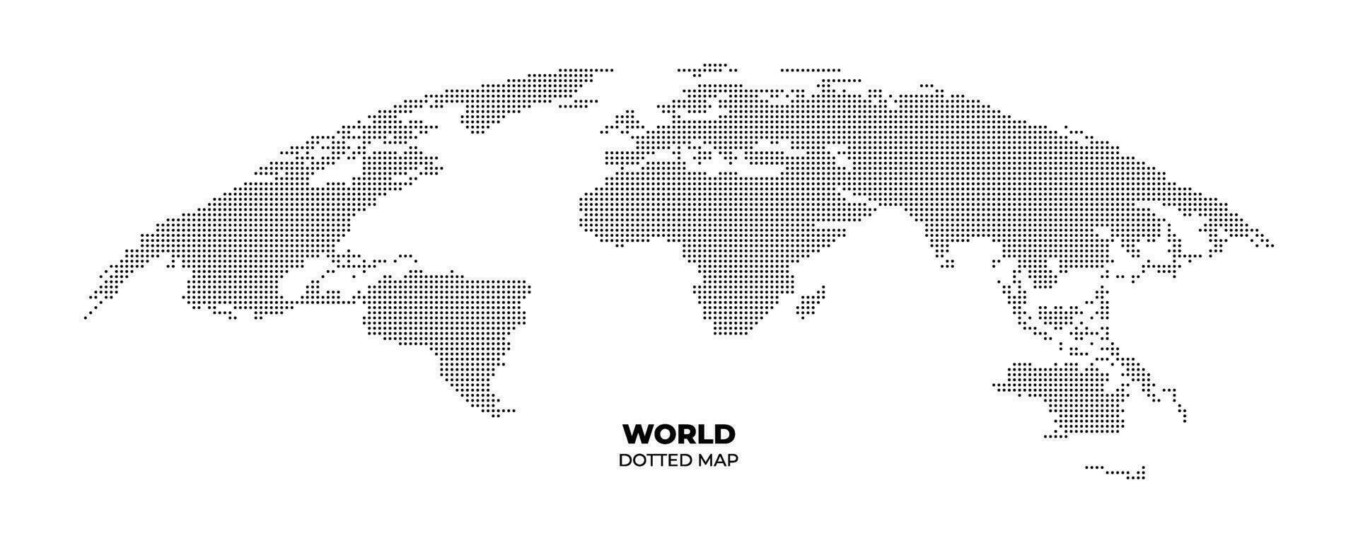 schwarz Halbton gepunktet Welt Karte Illustration Vektor