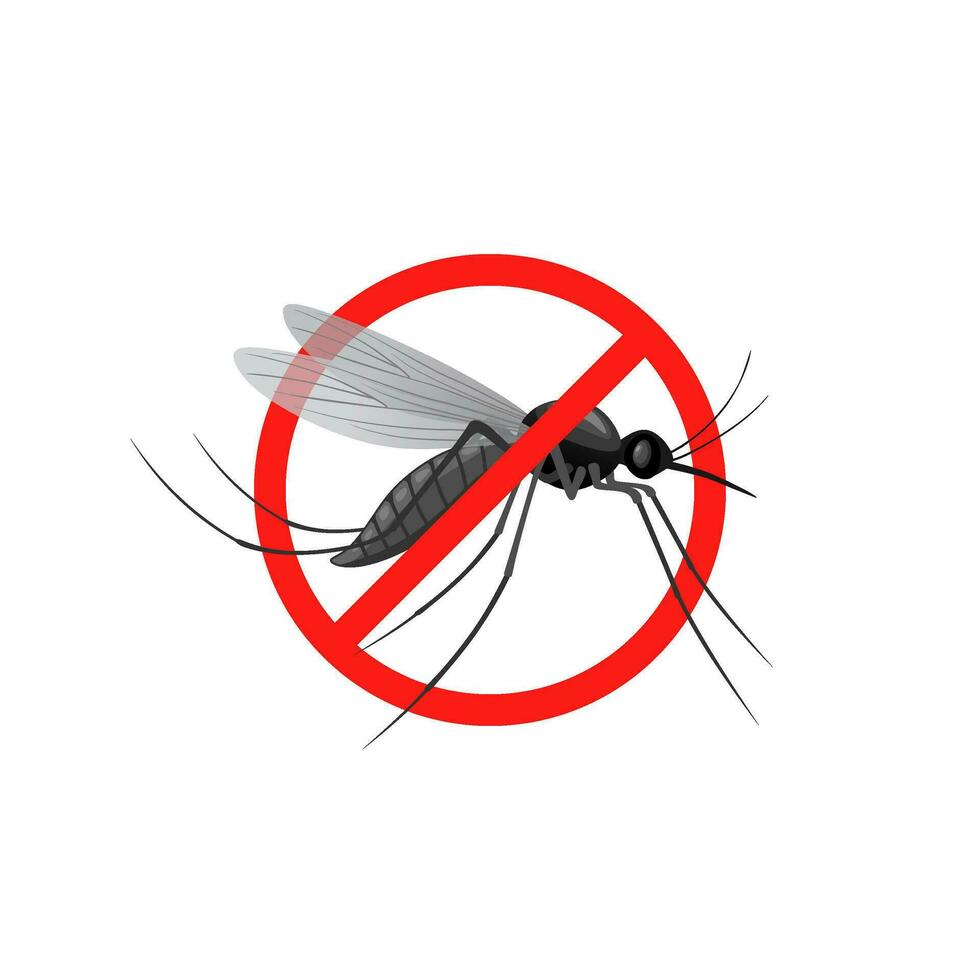 anti mygga symbol med röd förbjuden tecken vektor
