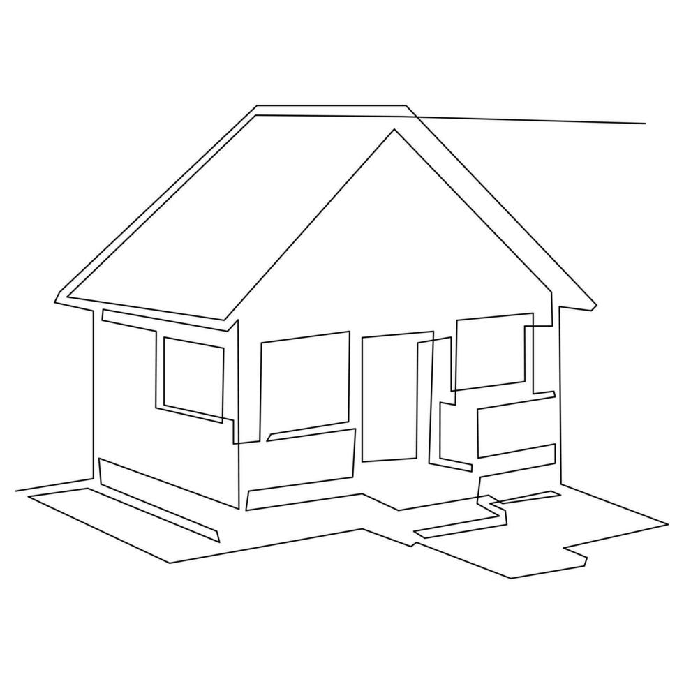 hus enda linje kontinuerlig översikt vektor konst teckning och enkel ett linje Hem minimalistisk design