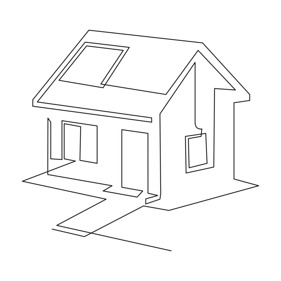 hus enda linje kontinuerlig översikt vektor konst teckning och enkel ett linje Hem minimalistisk design