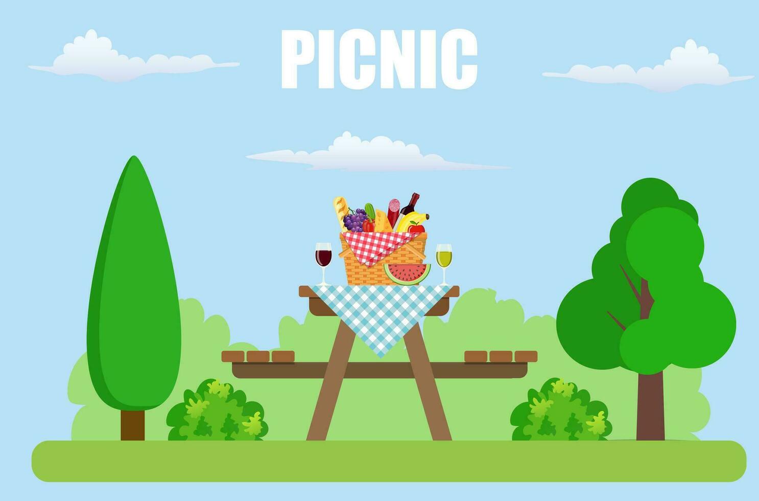 utomhus- picknick i parkera vektor