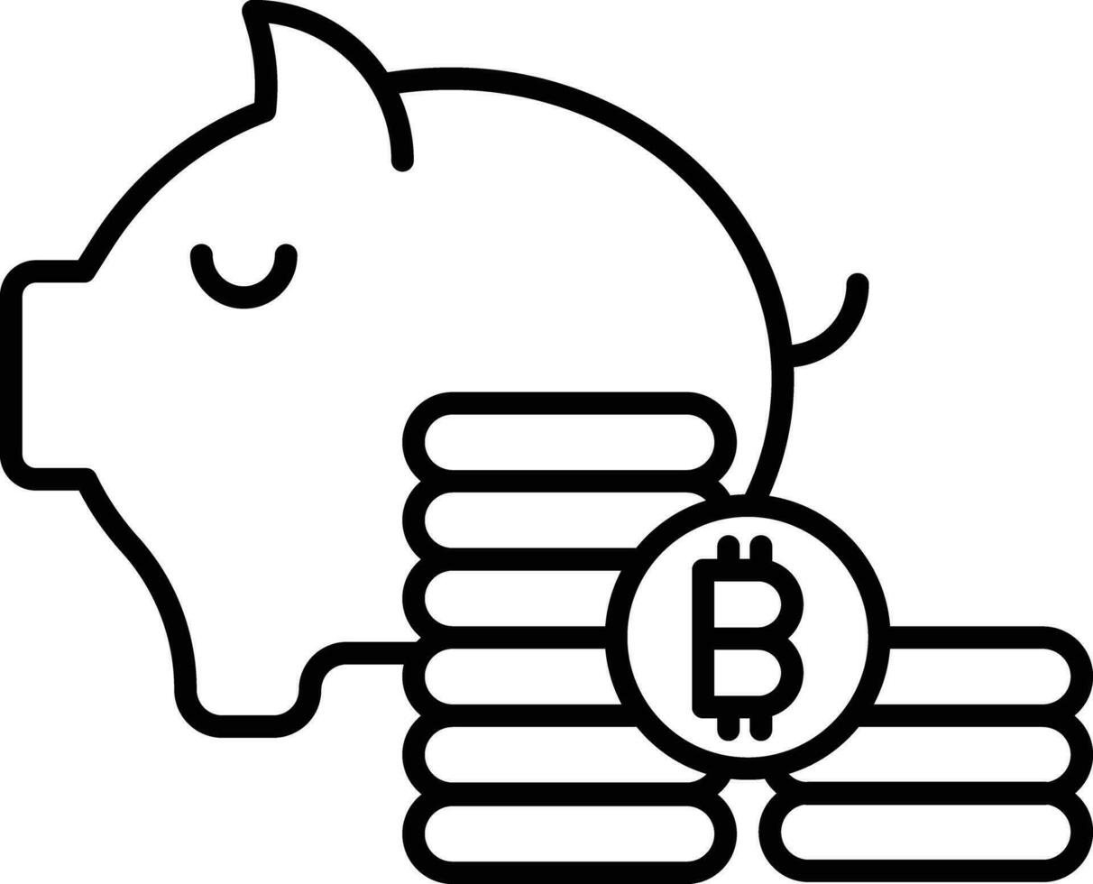 Schweinchen Bank Bitcoin Gliederung Vektor Illustration Symbol