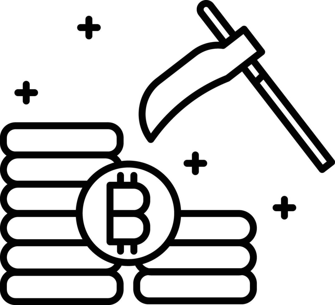 Bitcoin Bergbau Gliederung Vektor Illustration Symbol