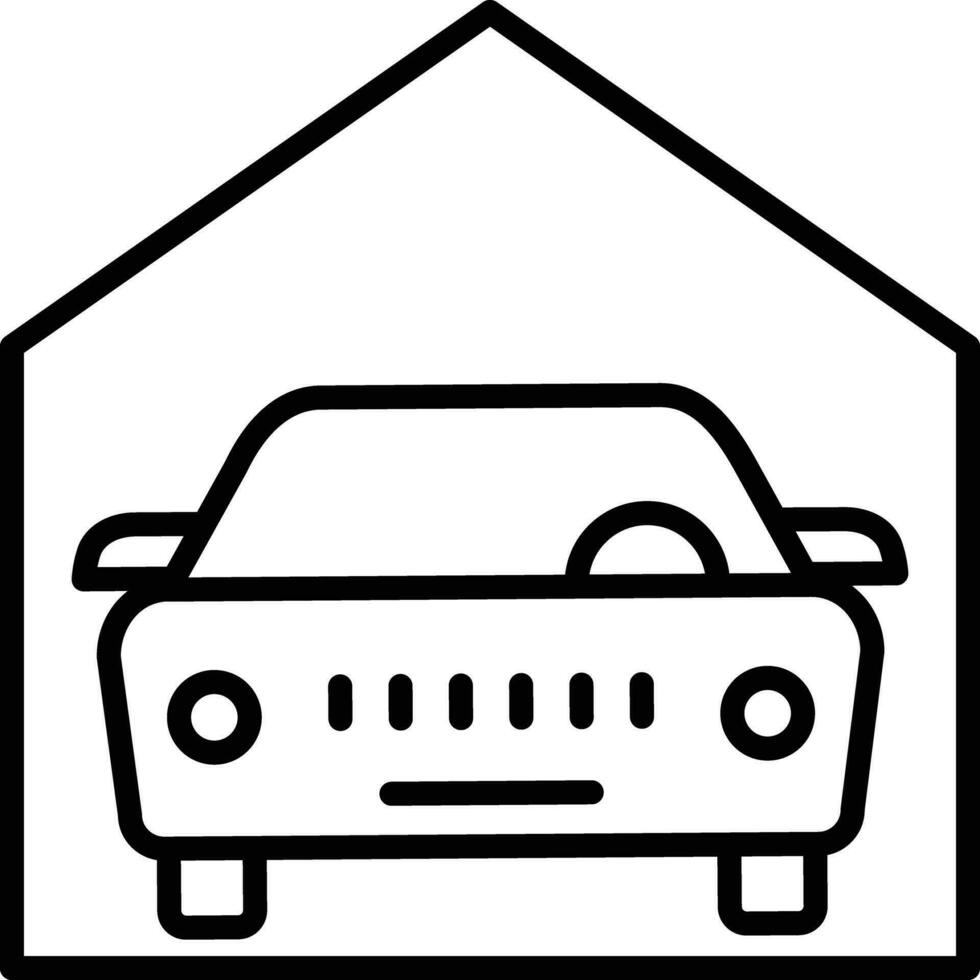 Auto Garage Gliederung Vektor Illustration Symbol