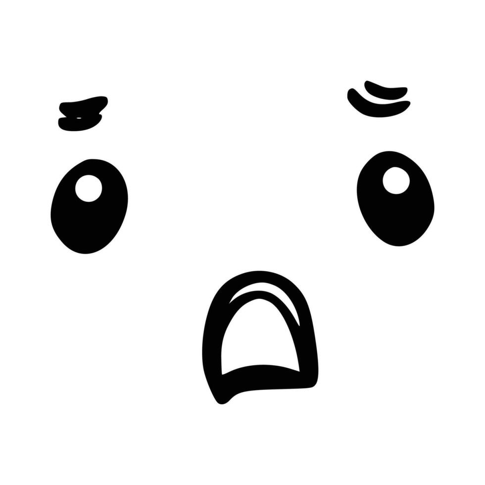 Kawaiis süß Gesicht. Manga-Stil Augen und Mund. komisch Karikatur japanisch Emoticon im anders Ausdrücke, Mega groß Satz. Ausdruck Anime Charakter und Emoticon Gesicht Illustration. Hintergrund. drucken. vektor