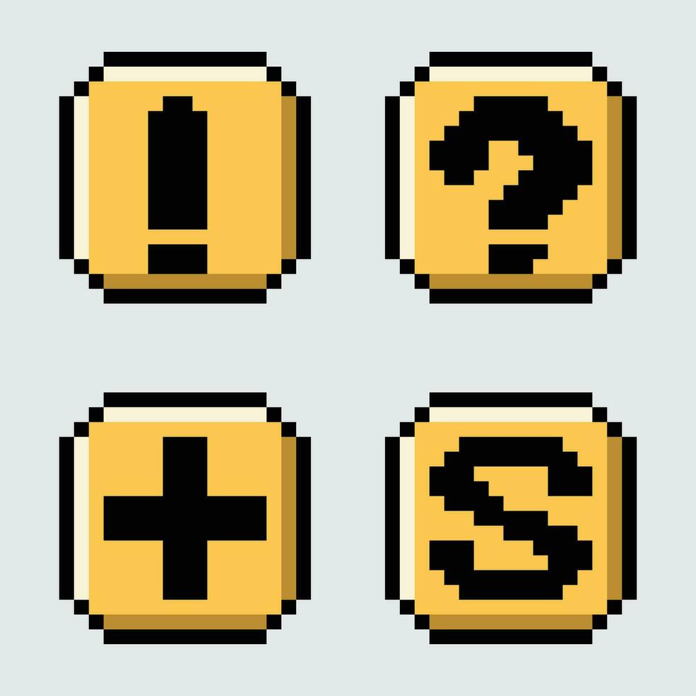Pixel Spiel Symbole einstellen Vektor Illustration