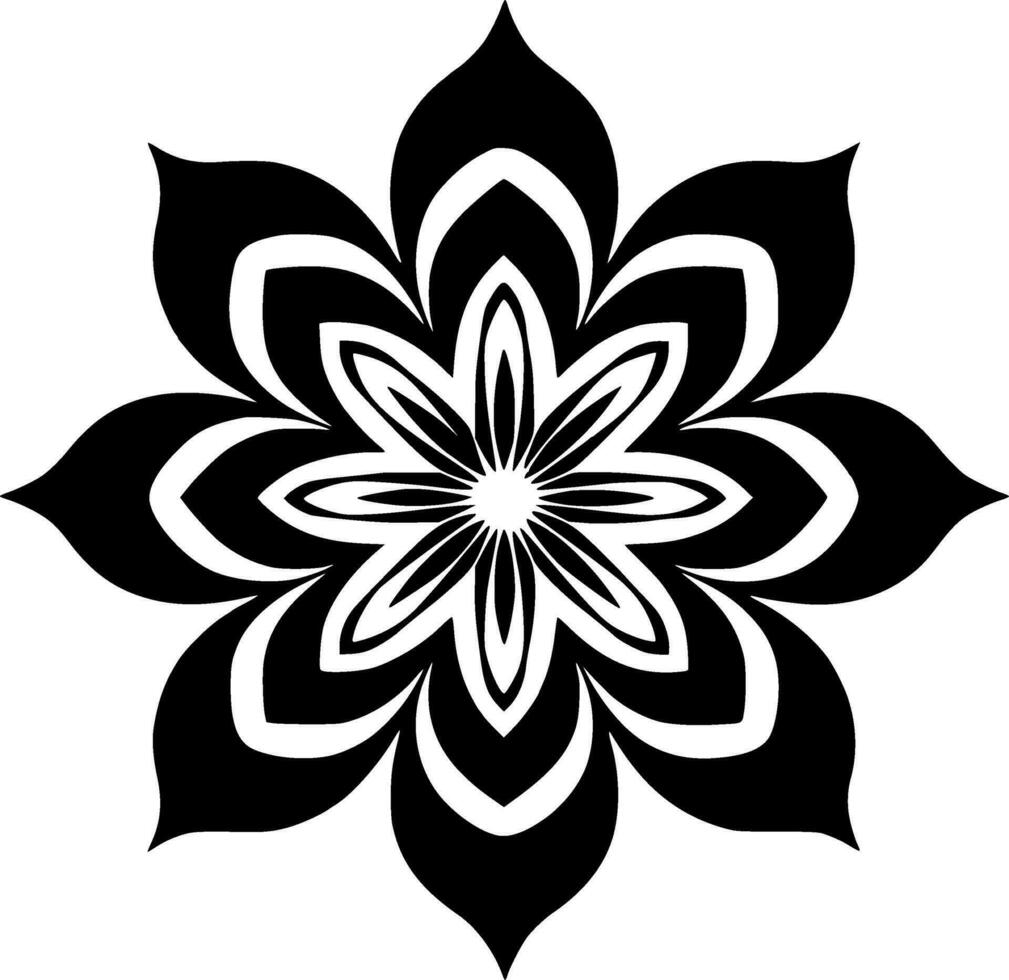 Mandala - - schwarz und Weiß isoliert Symbol - - Vektor Illustration