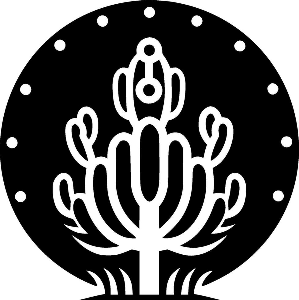 kaktus - svart och vit isolerat ikon - vektor illustration