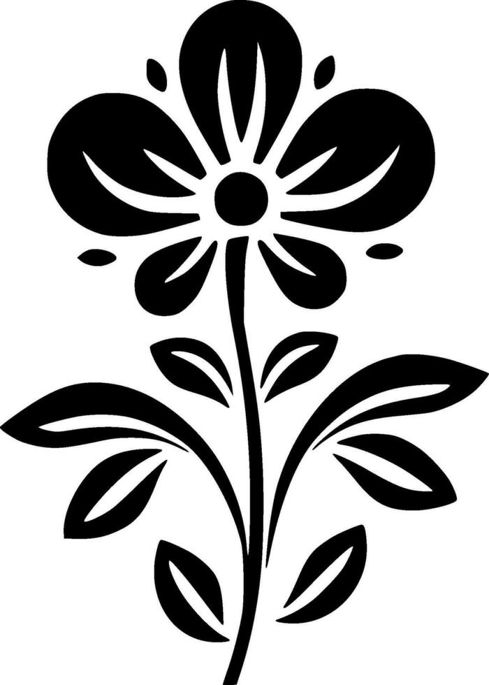 Blume - - schwarz und Weiß isoliert Symbol - - Vektor Illustration