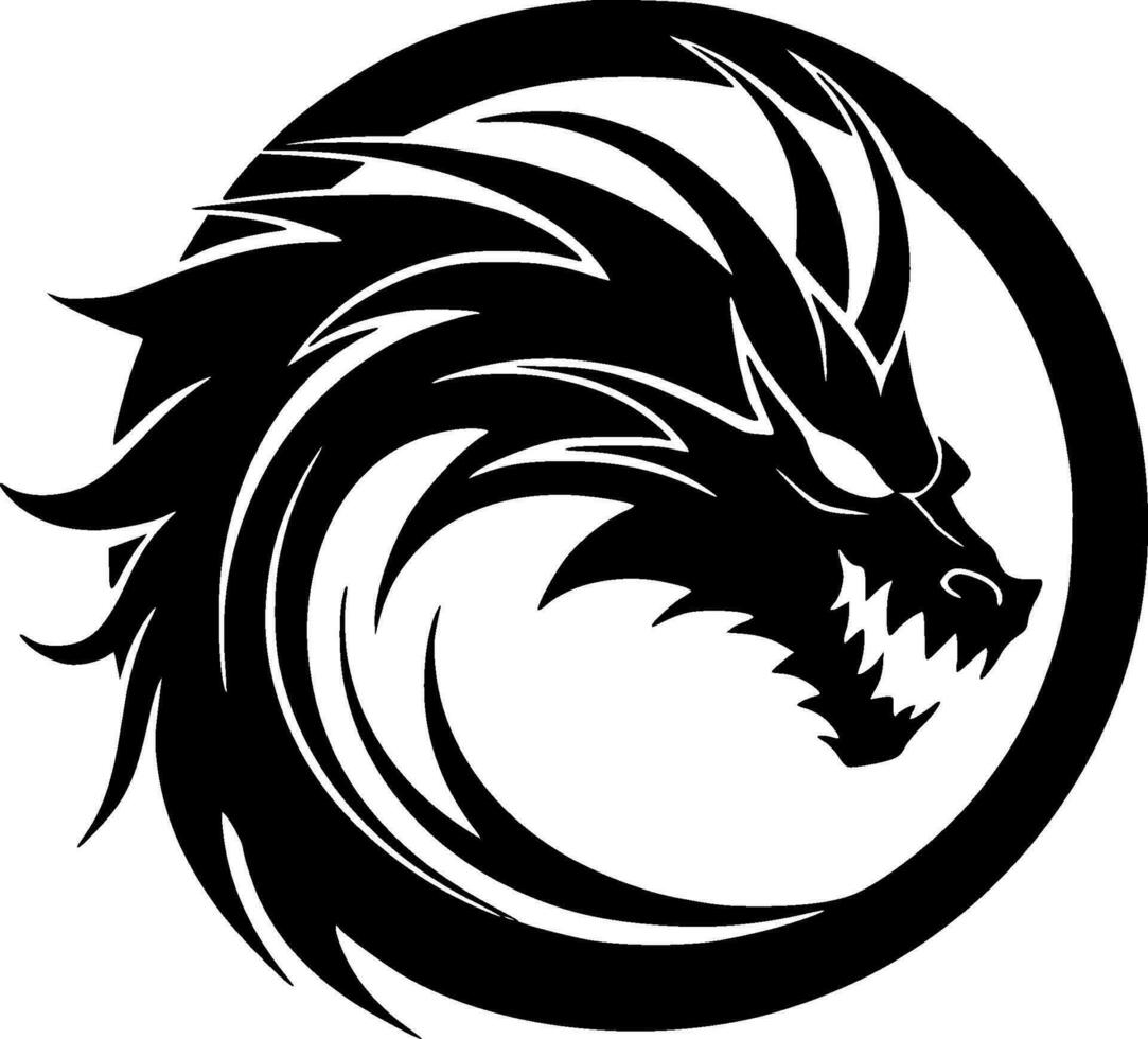 Drachen - - schwarz und Weiß isoliert Symbol - - Vektor Illustration