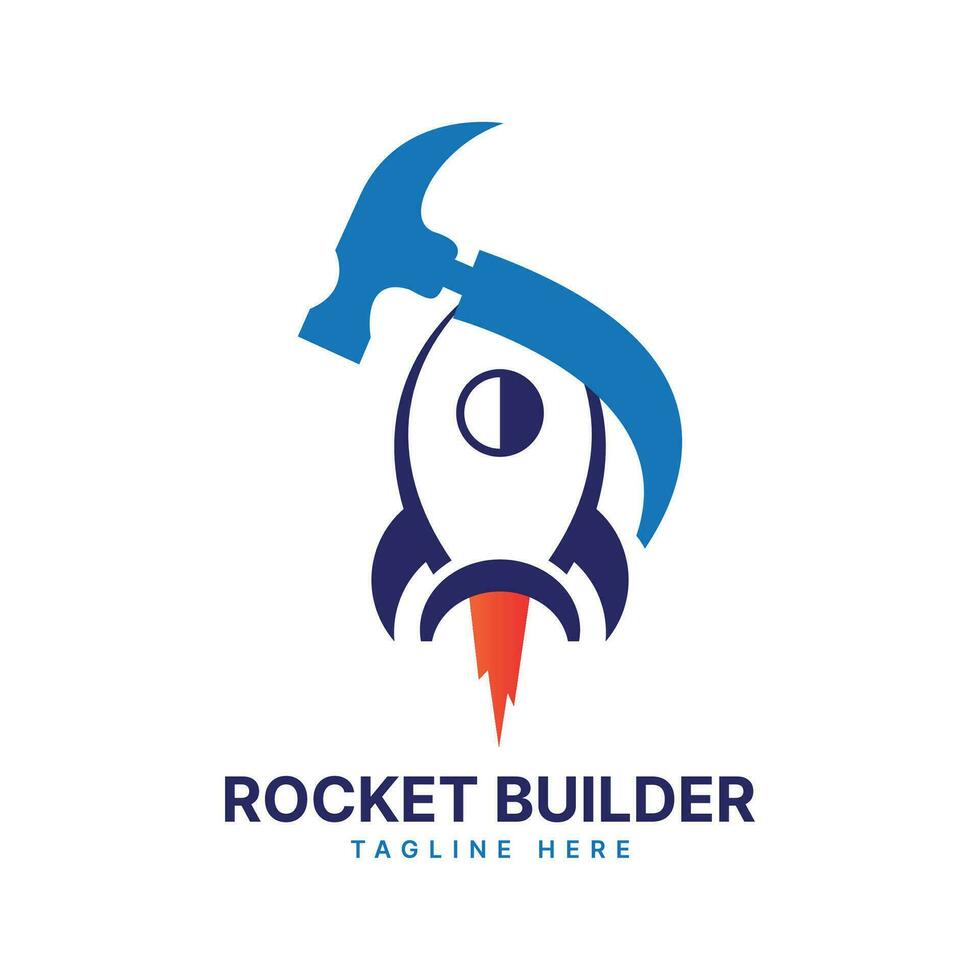 Rakete Baumeister Logo Design Geschäft modern einfach kreativ Konzept vektor