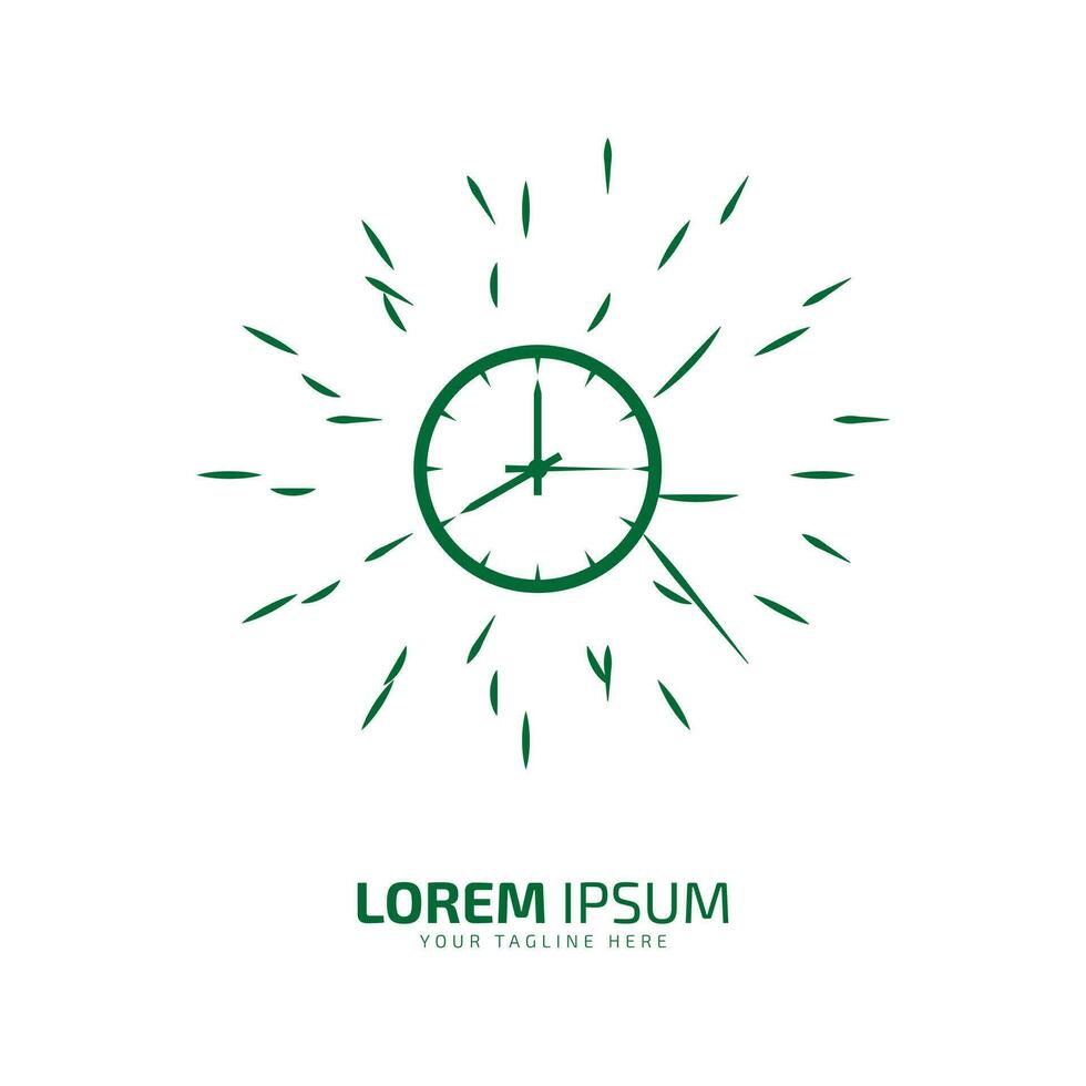 en logotyp av grön Kolla på ikon abstrakt klocka vektor silhuett på vit bakgrund