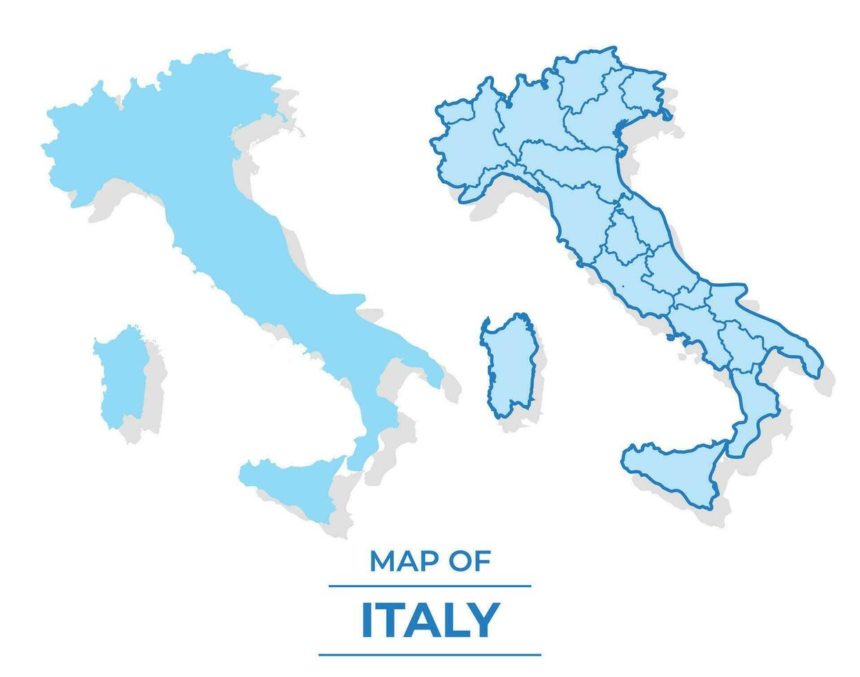Vektor Italien Karte einstellen einfach eben und Gliederung Stil Illustration