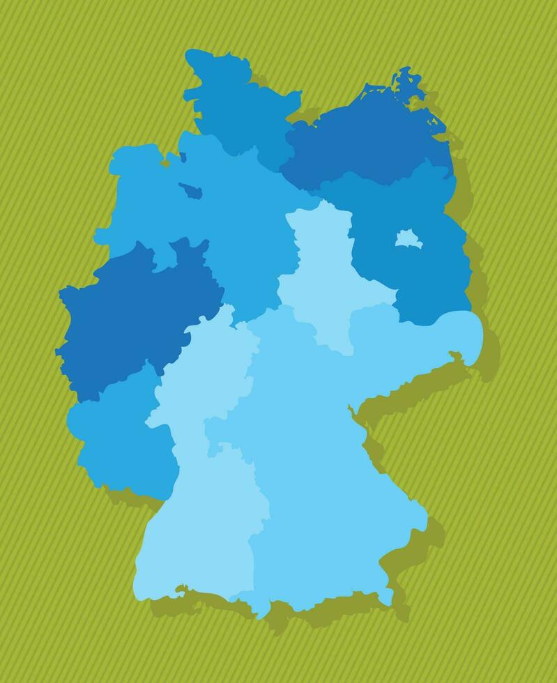 Deutschland Karte mit Regionen Blau politisch Karte Grün Hintergrund Vektor Illustration