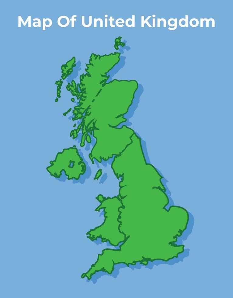 detaljerad Karta av storbritannien Land i grön vektor illustration