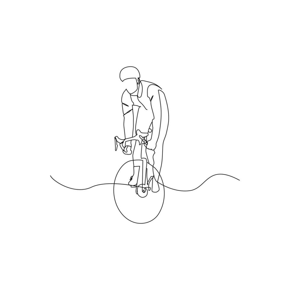 Fahrrad Single kontinuierlich Linie Zeichnung . modisch einer Linie zeichnen Design Vektor Illustration