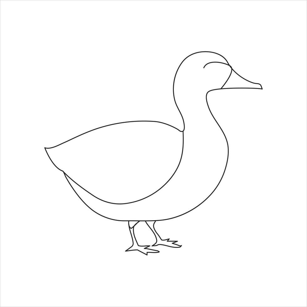 en Anka kontinuerlig enda linje teckning vektor illustration. kontinuerlig översikt av djur- fågel ikon.