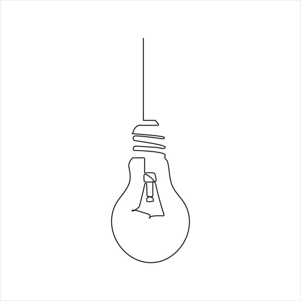 ljus Glödlampa kontinuerlig enda linje teckning. linje konst vektor illustration