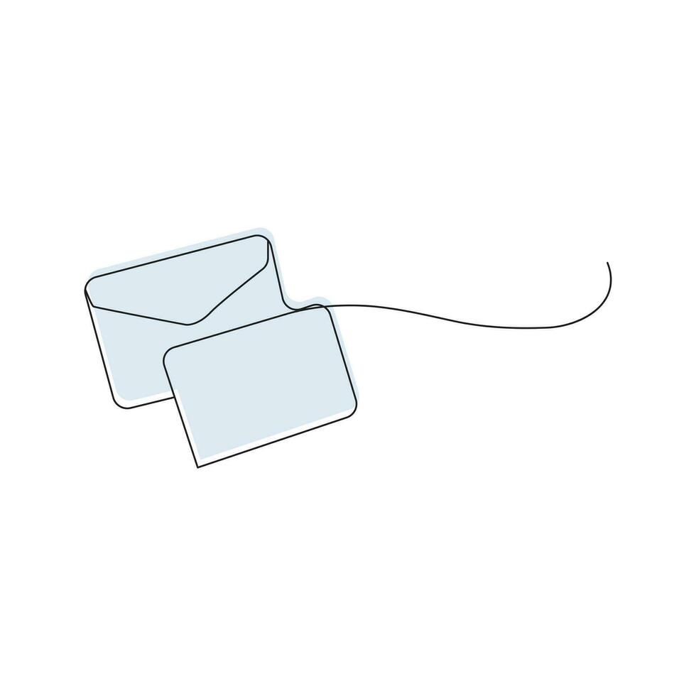 Briefumschlag Brief kontinuierlich einer Linie Zeichnung. Email Botschaft Post Brief senden Illustration skizzieren Gliederung vektor