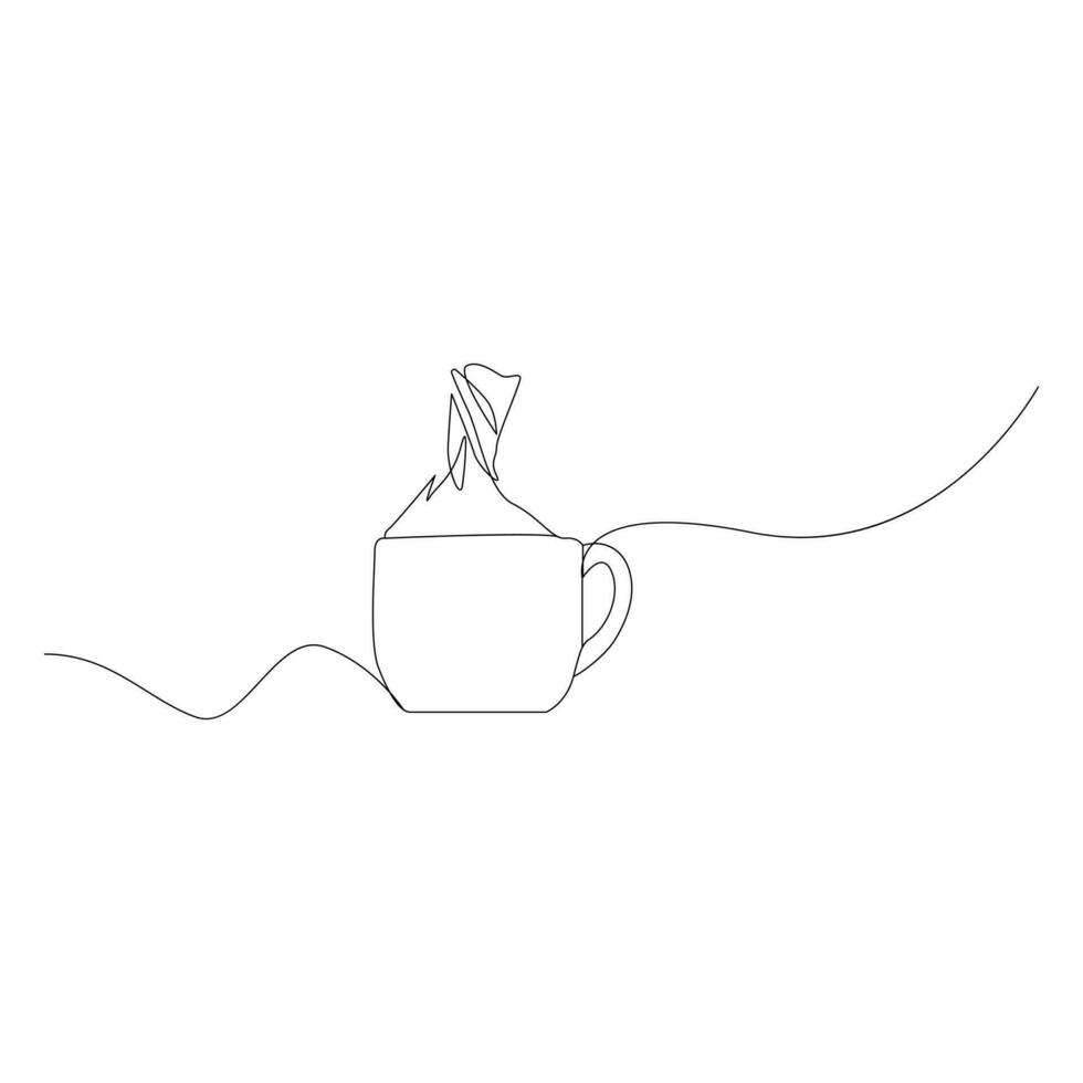 kaffe kopp kontinuerlig ett linje teckning. linje kontinuerlig teckning. vektor illustration