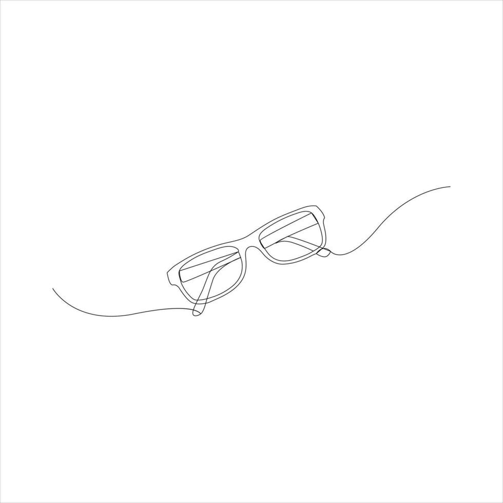 Brille Single kontinuierlich Linie Kunst Zeichnung Vektor. einer Linie Brille Vektor Hintergrund. Schutz Auge von Sonne. Vektor Illustration
