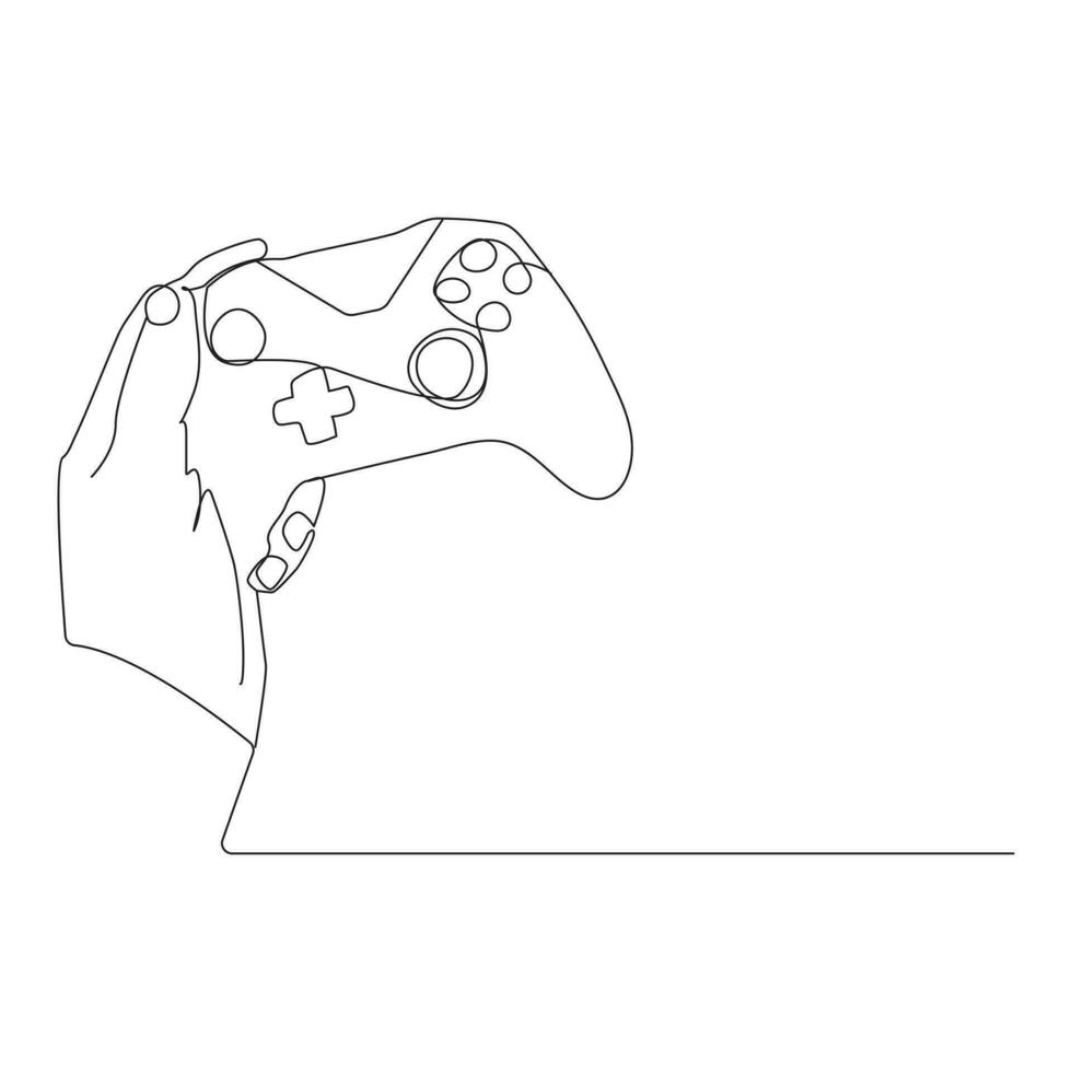 spel kontrollant enda kontinuerlig linje teckning video spel playstation gaming kontroller. ett linje dra grafisk design vektor illustration