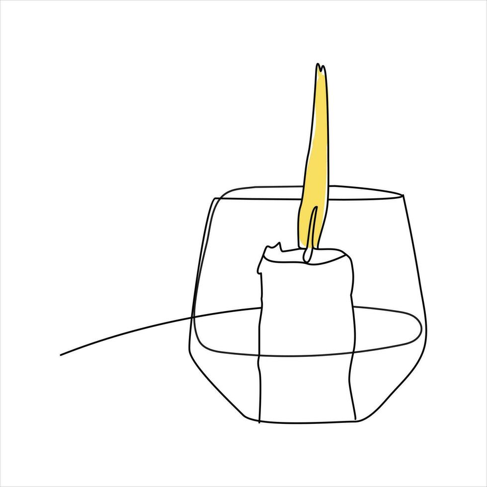 Kerze kontinuierlich Linie Zeichnung Kunst. einer Linie Zeichnung Hintergrund. Vektor Illustration