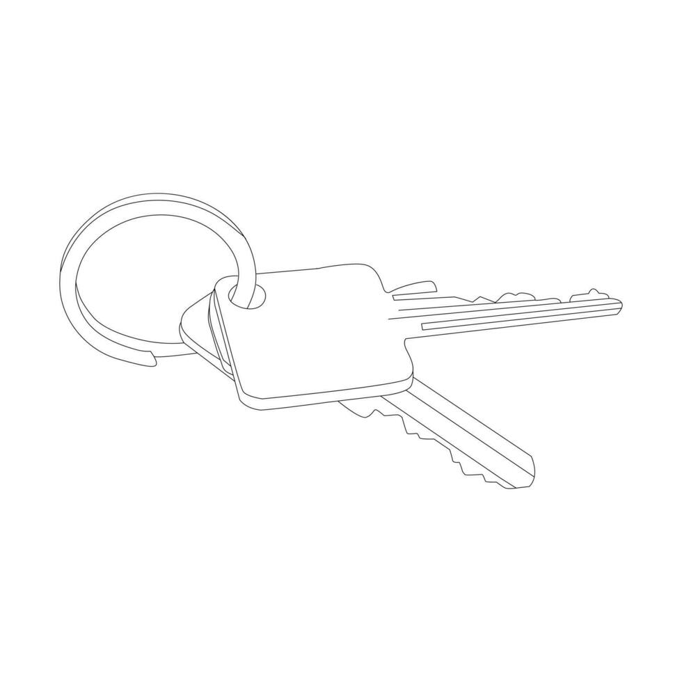 Haus sperren Schlüssel kontinuierlich einer Linie Vektor Kunst Illustration und Single Gliederung einfach Schlüssel Design