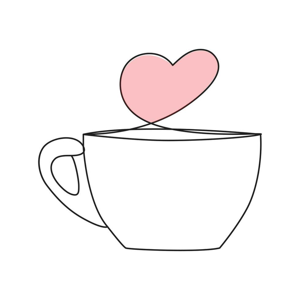 Kaffee Tasse kontinuierlich einer Linie Zeichnung. Linie kontinuierlich Zeichnung. Vektor Illustration