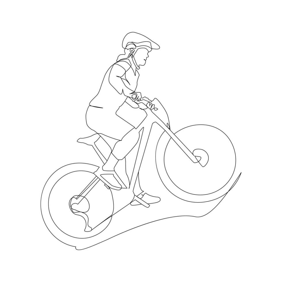 cykel enda kontinuerlig linje teckning . trendig ett linje dra design vektor illustration