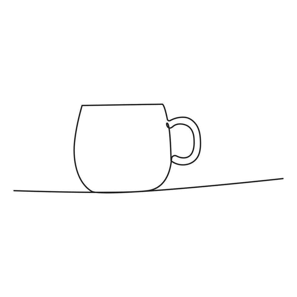 kaffe kopp kontinuerlig ett linje teckning. linje kontinuerlig teckning. vektor illustration