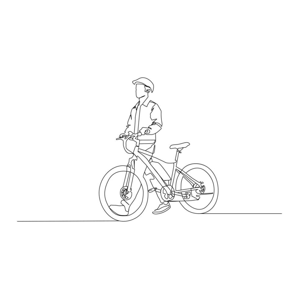 cykel enda kontinuerlig linje teckning . trendig ett linje dra design vektor illustration